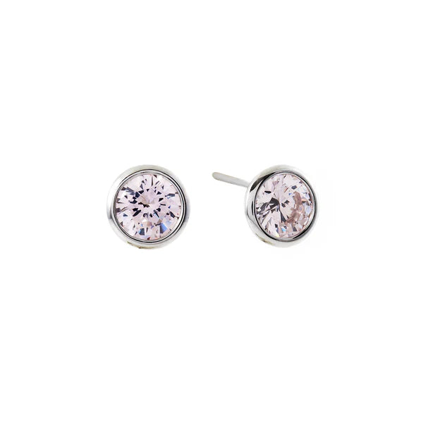 Sybella Rosie Pale Pink Silver Plate Stud Earrings