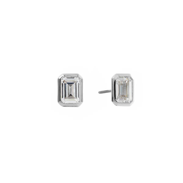 Sybella Gabriella Baguette Cut Silver Stud Earrings