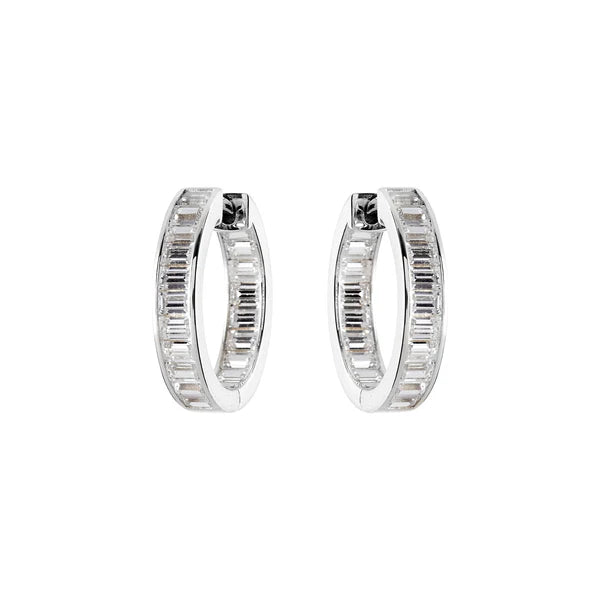 Sybella Coco Silver Baguette Hoop Earrings