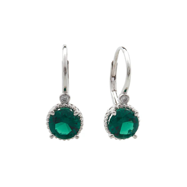 Sybella Siobhain Silver Green Cubic Zirconia Hook Earrings