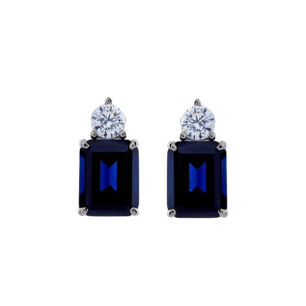 Sybella Paris Blue Baguette Stud Earrings