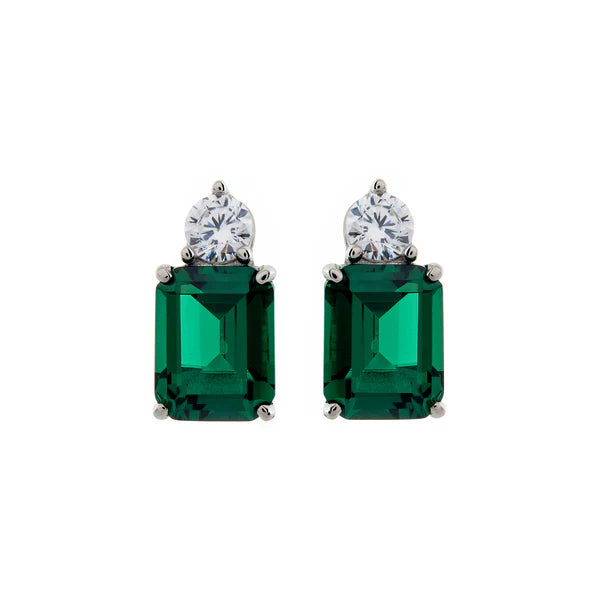 Sybella Paris Green Baguette Stud Earrings