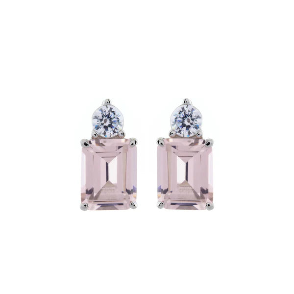 Sybella Paris Pink Baguette Stud Earrings