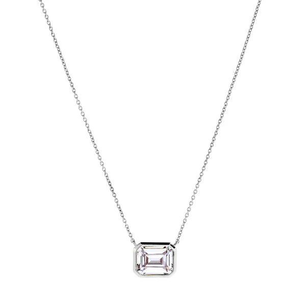 Sybella Gabriella Baguette Cut Pendant on Fine Silver Chain