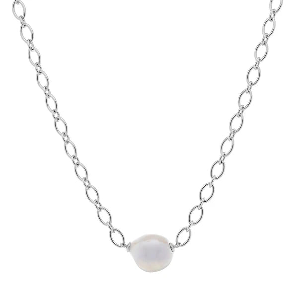 Sybella Carmen Freshwater Pearl Silver Cable Necklace