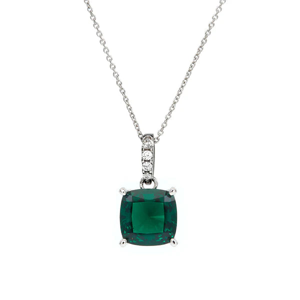 Sybella Ariella Green & Clear Cubic Zirconia Silver Pendant