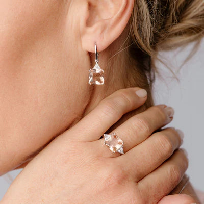 Sybella Lottie Pink Rhodium Square Ring