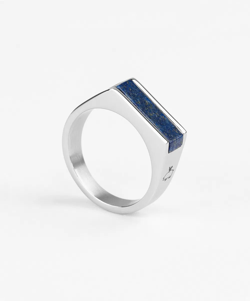 Pig & Hen Signet Ring Lapis Lazuli
