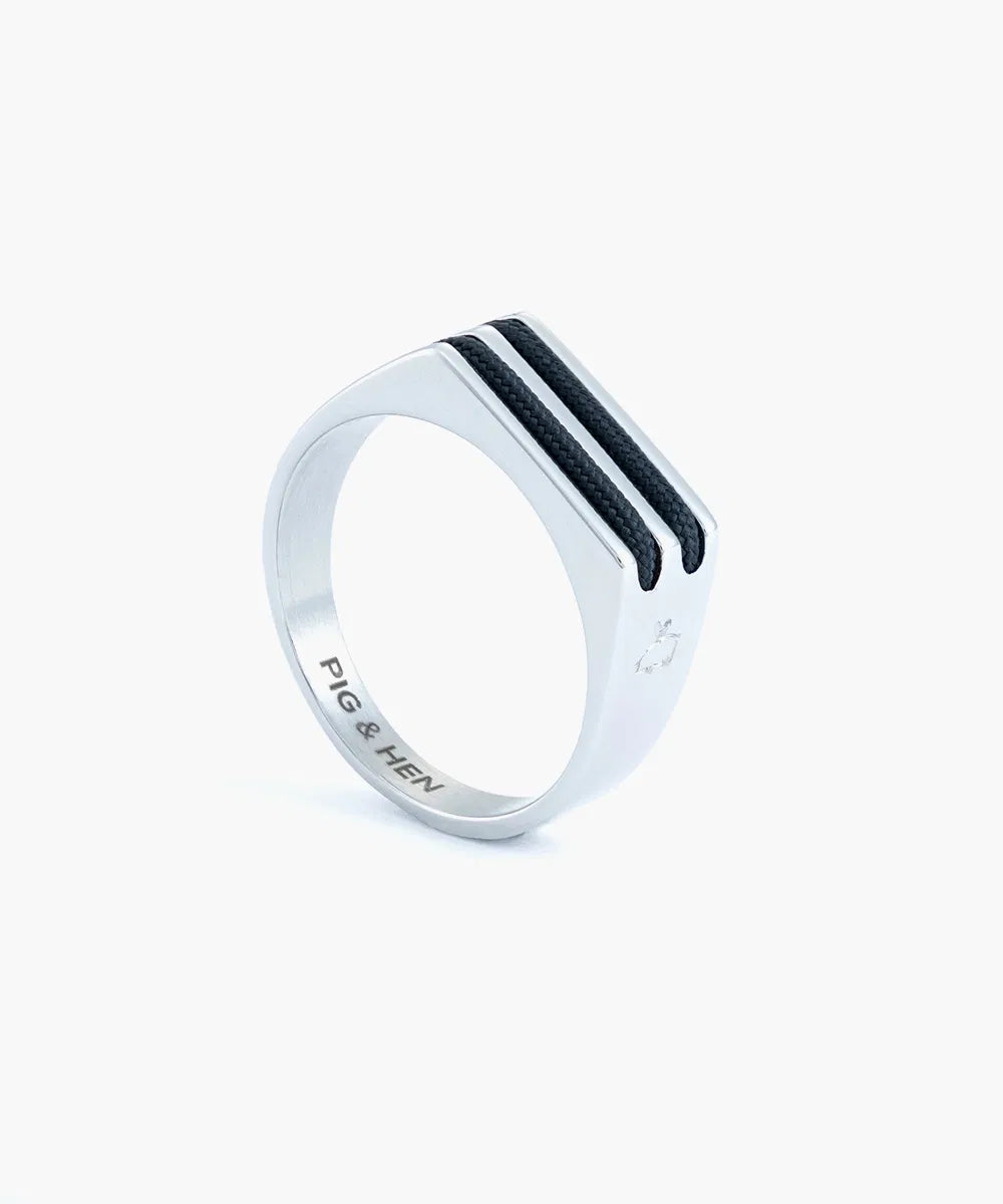 Pig & Hen Signet Ring Navy Rope
