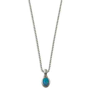 Von Treskow Sterling Silver Oval Blue Czelline Opal Necklace