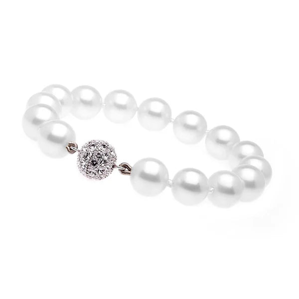 Sybella Emily Classic Round Small White Pearl Bracelet