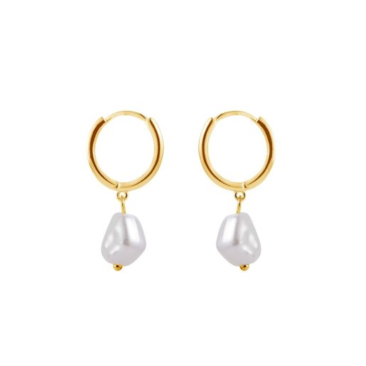 Sterling Silver Gold Plated Freshwater Pearl Huggies