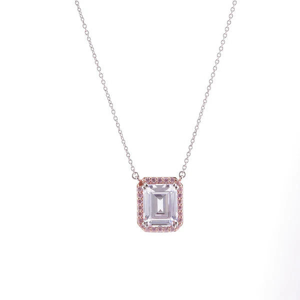 Sybella Araminta Pink Cubic Zirconia Two-Tone Pendant