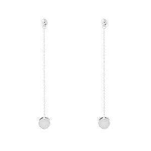Sterling Silver Ball Stud with Plain Disc Drop Earrings