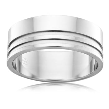 18ct White Gold Ezi-Fit Grooves Band