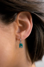 Sybella Camilla Baguette Green Silver Earrings