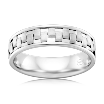 9ct White Gold Faceted Band