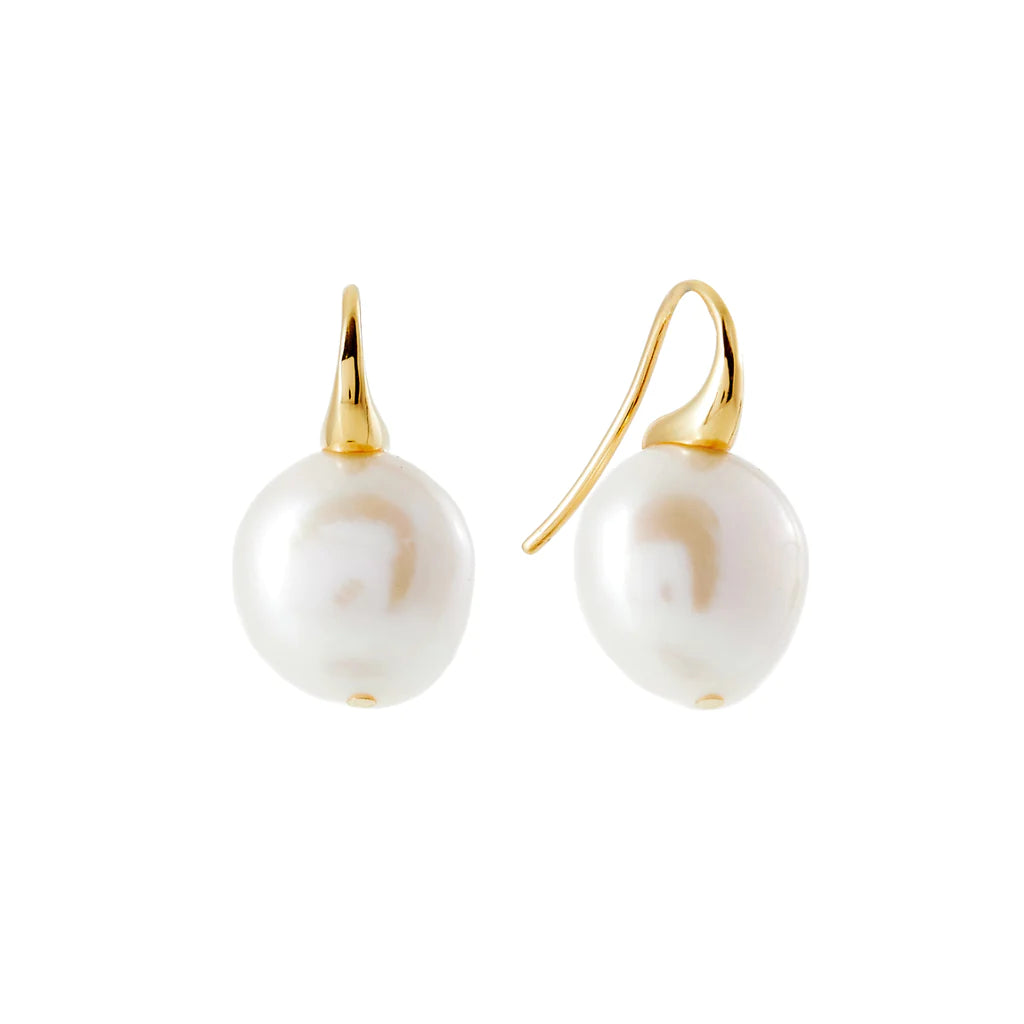 E264-GP - CARMEN Rhodium Baroque Pearl Earrings