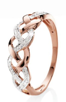 9ct Rose Gold Diamond Open Plait Ring