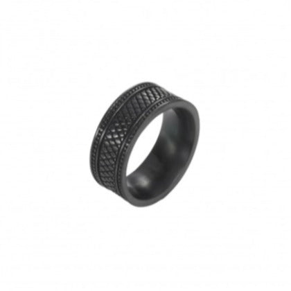Ion Plated Black Stainless Steel pattern Ring