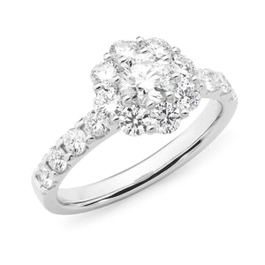 18ct White Gold 1.64ct Diamond Cluster Engagement Ring