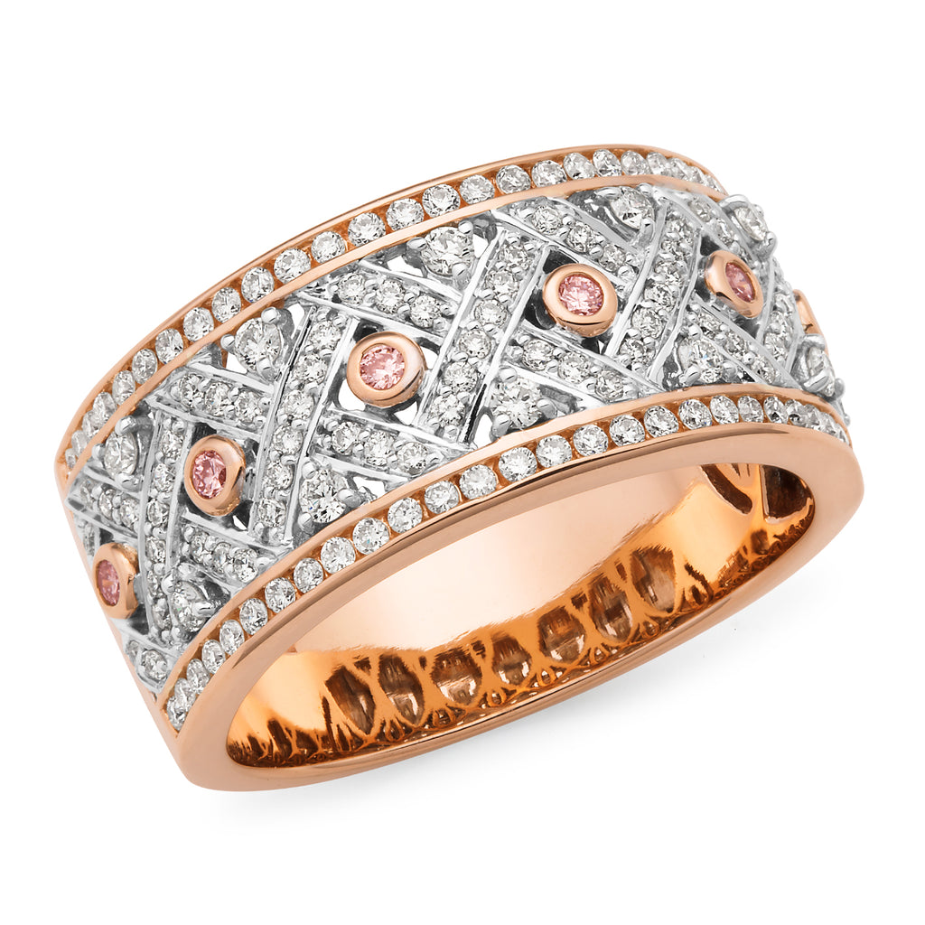 White and Pink Diamond Dress Ring