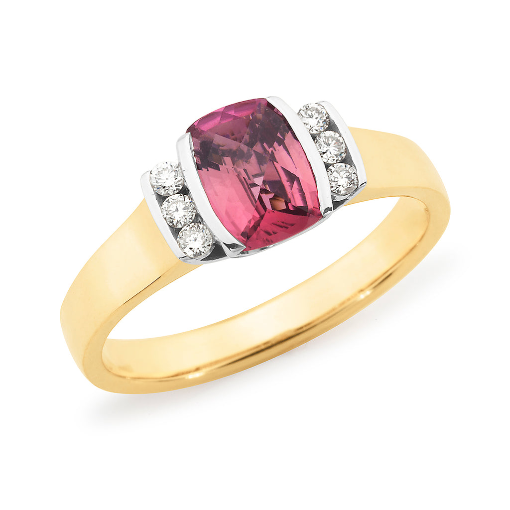 Pink Tourmaline & Diamond End Set Dress Ring