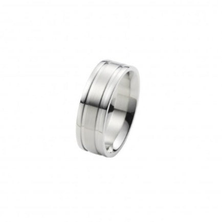 Polished Stainless Steel Ring with Brushed Centre Band