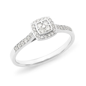 9ct White Gold 0.23ct Diamond Bead Set Dress Ring