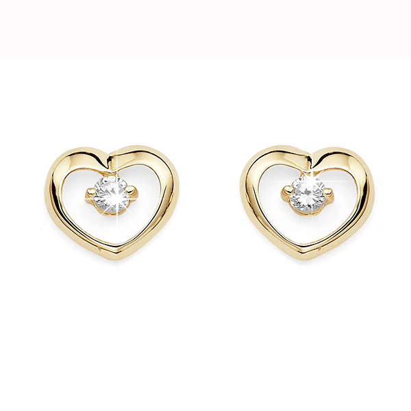 9ct Cubic Zirconia Heart Earrings