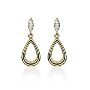 9ct Polished Pear Diamond Drop Earrings