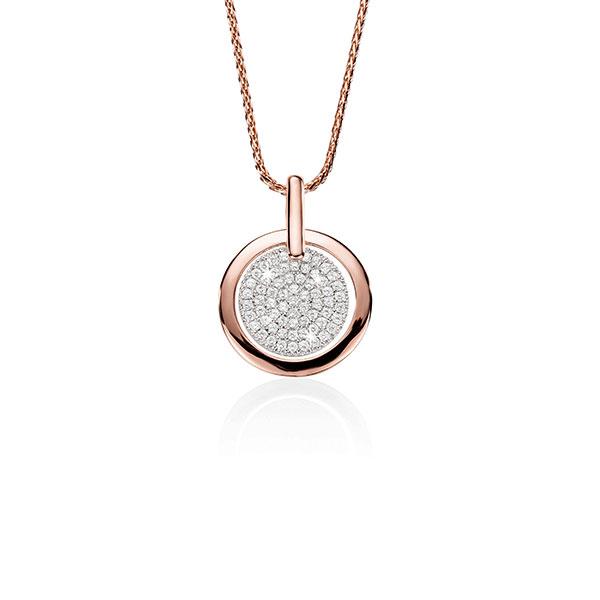 9ct Rose and White Gold Pave Cubic Zirconia Circle Pendant