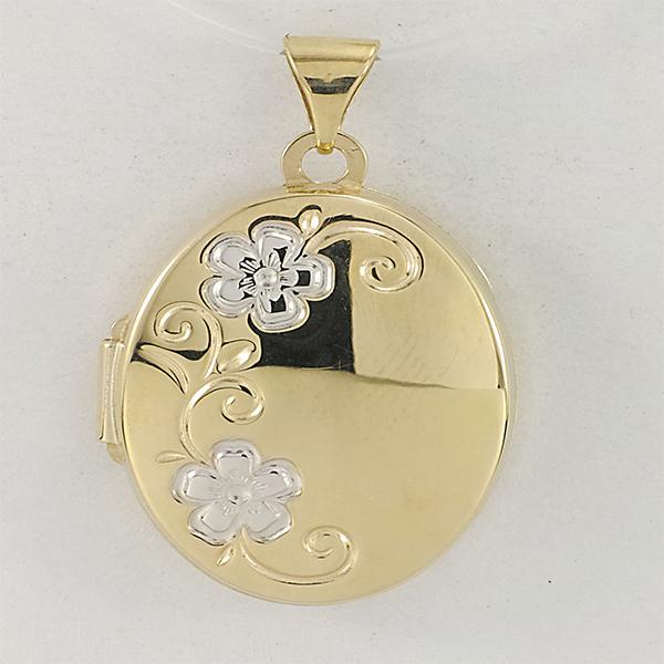 9ct Yellow and White Gold Floral Locket