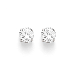 Sterling Silver 4mm Round 4 Claw Set Cubic Zirconia (CZ) Studs