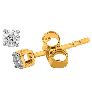 9ct Yellow Gold 4 Claw Diamond Studs (Tdw = 0.15ct Gh P1/2)