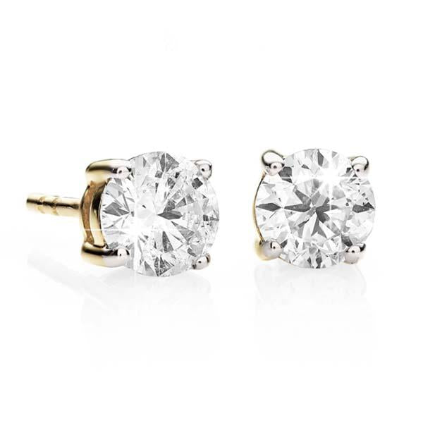 9ct Yellow Gold 4 Claw Diamond Studs (Tdw = 0.50ct Owlb)