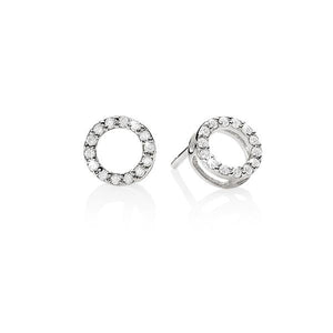 Sterling Silver Cubic Zirconia Set Open Circle Studs