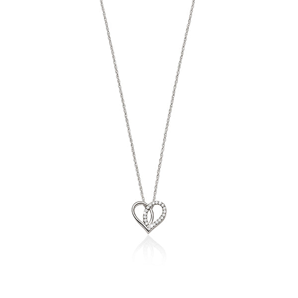sterling silver cubic zirconia heart necklet