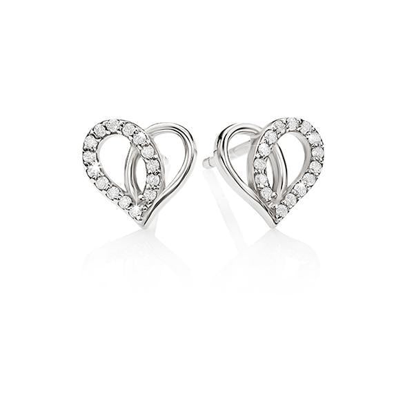 Sterling Silver Cubic Zirconia Open Heart Earrings Studs
