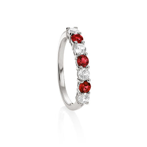 Sterling Silver Created Ruby and Created White Sapphire Ring