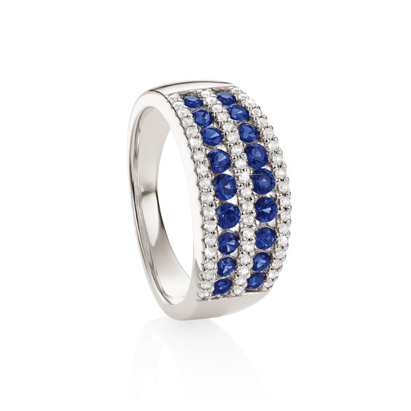 Sterling Silver Created Sapphire & Created White Sapphire Ring