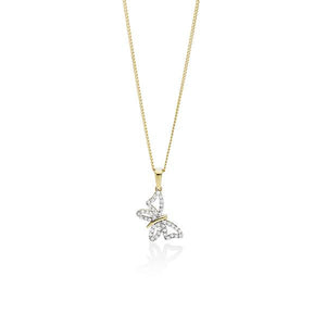 9ct Gold Cubic Zirconia Butterfly Pendant