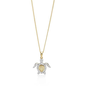 9ct Gold Cubic Zirconia Turtle Pendant