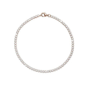 Sterling Silver Rose Plated Round Cubic Zirconia Tennis Bracelet 18.50cm
