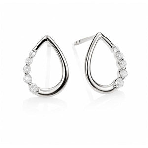 9ct White Gold Tear Drop Diamond Stud Earrings