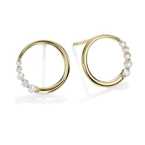 9ct Yellow Gold Circle Diamond Stud Earrings