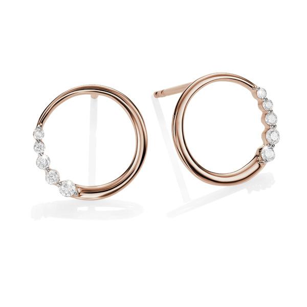 9ct Rose Gold Circle Diamond Stud Earrings