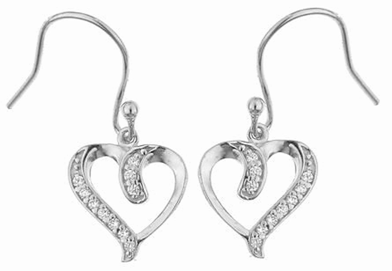 Sterling Silver Heart Shepherd Hook Earrings