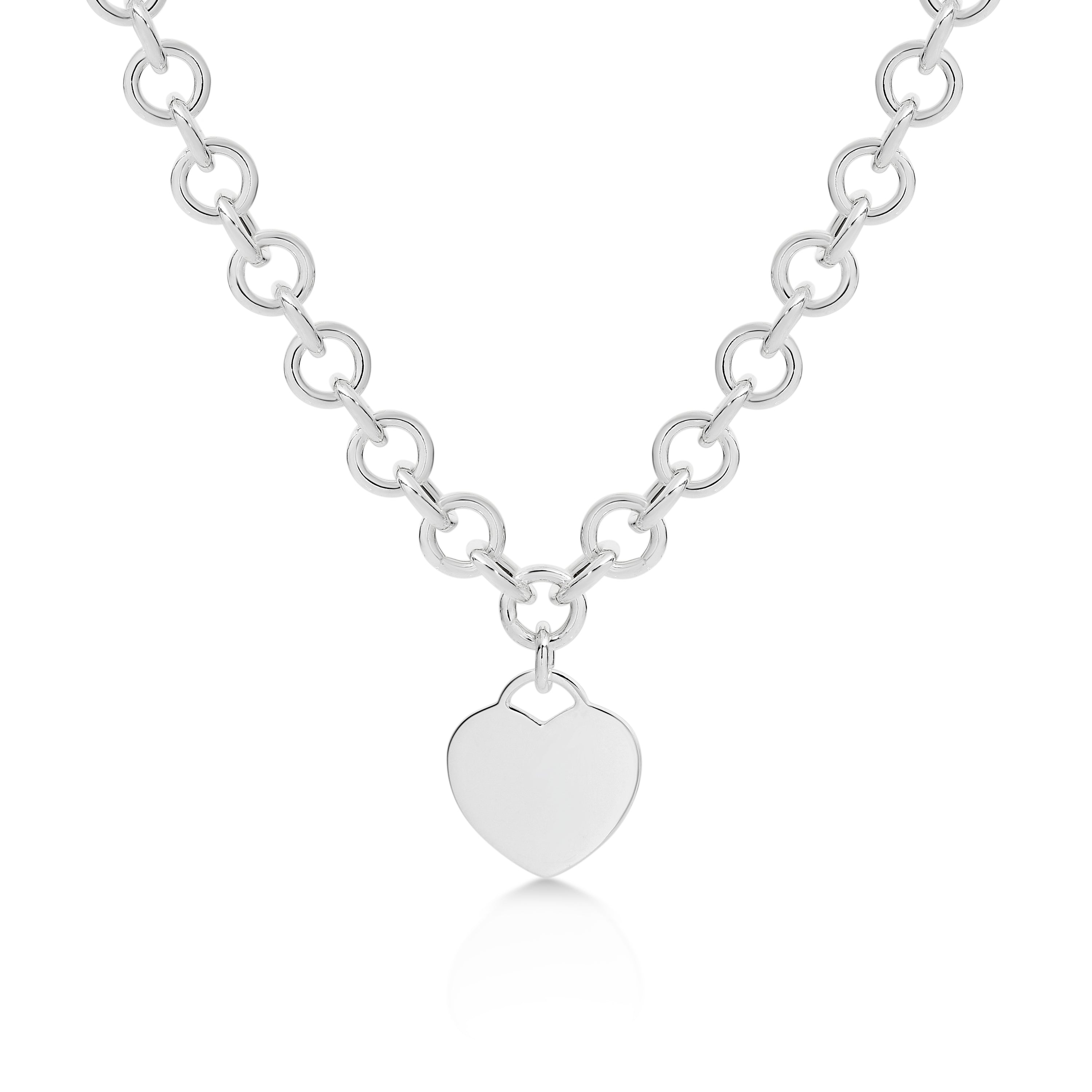 Sterling Silver Heart Tag Belcher Necklace