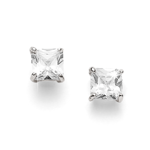 Sterling Silver 6mm Square Cubic Zirconia (CZ) Studs